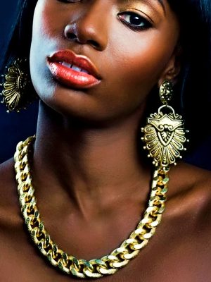 Afrocentric Heavy Link Necklace – Bold Gold Power Cuban Link Chain, Symbol of Life & Heritage