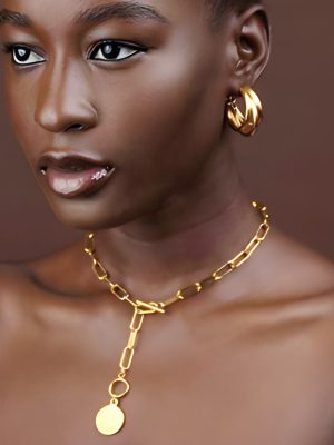 Circle Toggle Lariat Gold Necklace– Minimalist Drop Pendant Chain